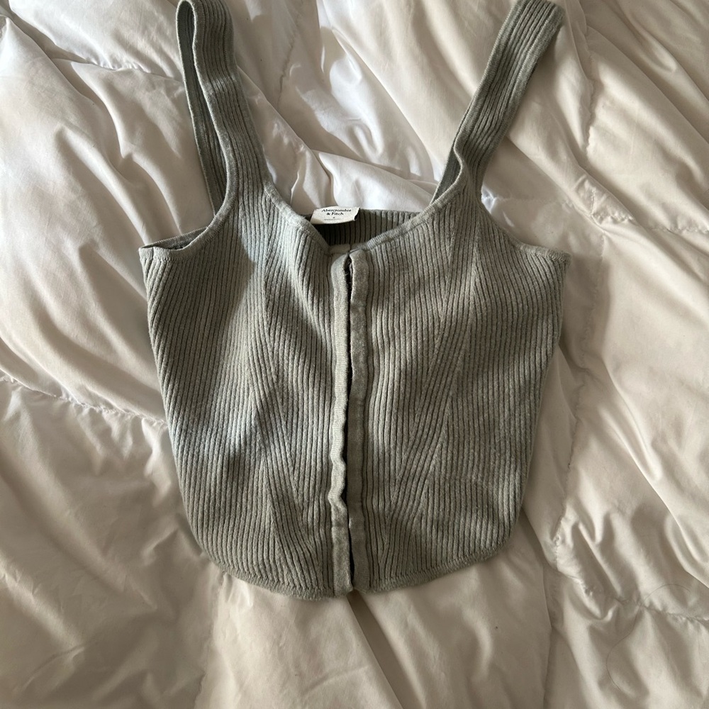 Abercrombie & Fitch Gray Ribbed Corset Tank Top